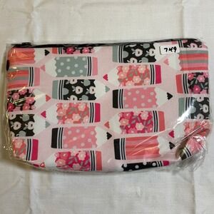 The‎ Pouch Pencil Floral Cosmetic Bag Womens OS Pink NWT Whimsical Zipper Pouch